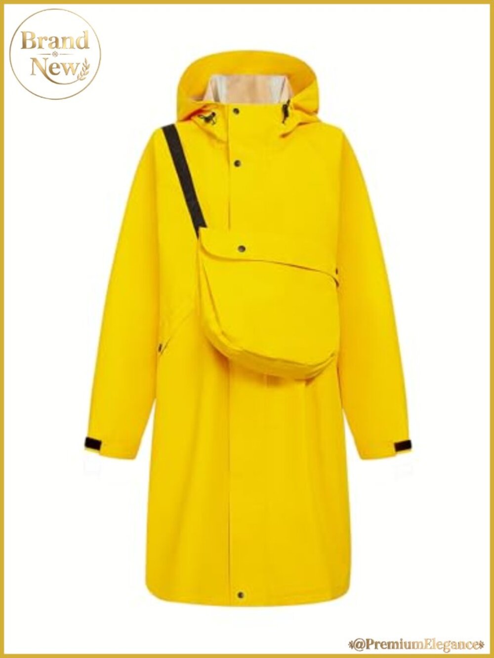 Women's Waterproof Rain Jacket Hooded Convertible Bag Long Trench Coat